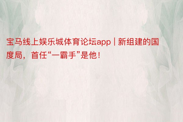 宝马线上娱乐城体育论坛app | 新组建的国度局，首任“一霸手”是他！