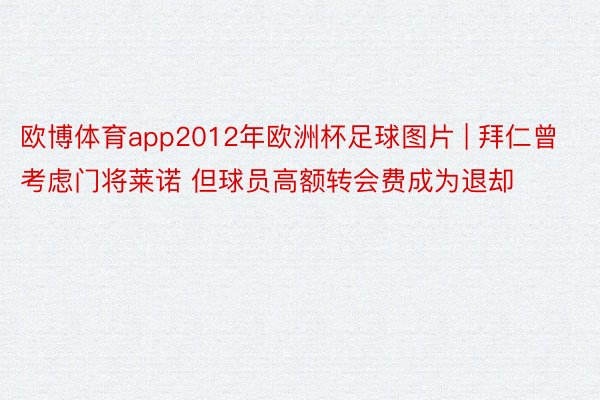 欧博体育app2012年欧洲杯足球图片 | 拜仁曾考虑门将莱诺 但球员高额转会费成为退却